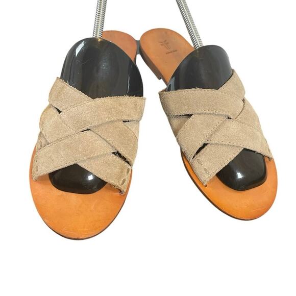 FRYE SANDALS CARLA CRISS CROSS OPEN TOE CASUAL SLIDE ASH SZ 7 AESTHETIC BOHO - Picture 4 of 16